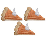 Mini Pumpkin Pie Applique Patch - Food, Thanksgiving 1-1/8" (3-Pack, Iron on) - Patch Parlor