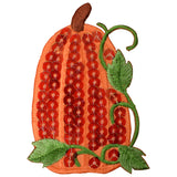 Pumpkin Applique Patch - Sequin & Embroidered Fall Autumn Badge 3" (Iron On)