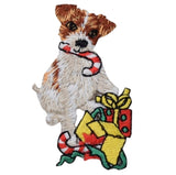 Puppy Dog Applique Patch - Candy Cane, Presents, Christmas Badge 2.5" (Iron on) - Patch Parlor