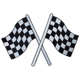 Checkered Flags Applique Patch - Embroidered Racing Badge 6" (Iron On)