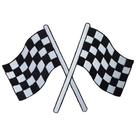 Extra Large Checkered Flags Applique Patch - Race Car Racing Badge 6" (Iron on)