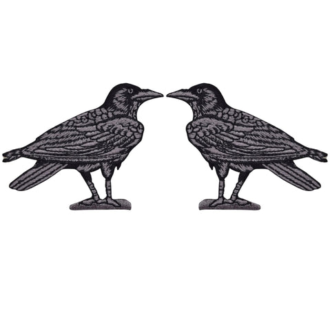 Raven Applique Patch Set - Bird Badge 3" (2-Pack, Iron on) - Patch Parlor