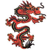 Red Dragon Applique Patch Set - Power Strength Luck 4.5" (2-Pack, Iron on) - Patch Parlor