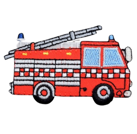 Fire Truck Applique Patch - Firefighter, Fire Engine Badge 3" (Iron on) - Patch Parlor