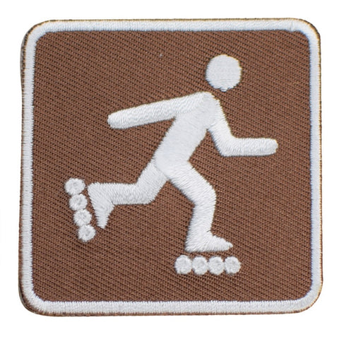 Inline Skating Applique Patch - Park Sign Recreational Activity 2" (Iron on) - Patch Parlor
