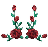 Red Rose Applique Patch Set - Flower Bloom Badge 2-3/8" (2-Pack, Iron on) - Patch Parlor