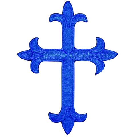 Cross Applique Patch - Royal Blue, Christian, Jesus Badge 4" (Iron on) - Patch Parlor