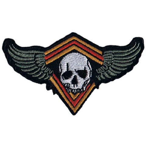 Skull & Wings Applique Patch - Human Skeleton Badge 3-1/8" (Iron on) - Patch Parlor