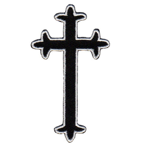 Cross Applique Patch - Black, White, Christian Jesus Badge 2.5" (Iron on) - Patch Parlor