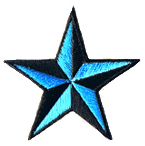 Nautical Star Applique Patch - Teal Black Tattoo Badge 2" (Iron on)