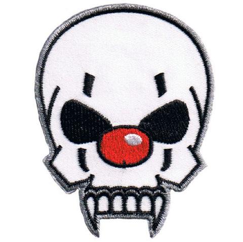 Skull Clown Applique Patch - Red Nose and Fangs 2-5/8" (Iron on) - Patch Parlor