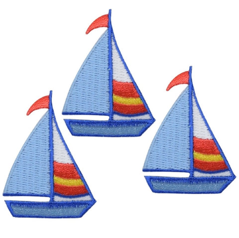 Sailboat Applique Patch - Sailing, Boat, Nautical Badge 2" (3-Pack, Iron on) - Patch Parlor