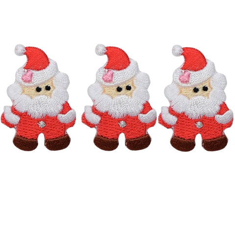Santa Claus Applique Patch - St. Nick, Christmas Badge 1.5" (3-Pack, Iron on) - Patch Parlor