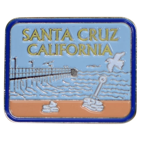 Santa Cruz Pin - California Souvenir, Rubber Backing, Cast Iron, Enamel 1.25" - Patch Parlor