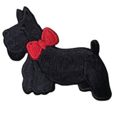 Scottie Applique Patch - Embroidered Dog Animal Badge Left 3" (Iron On)