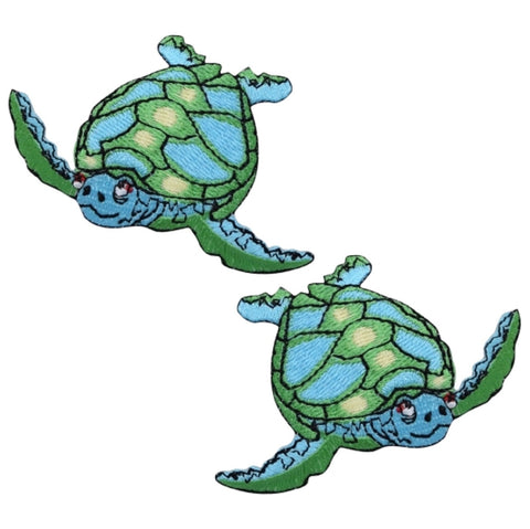 Sea Turtle Applique Patch Set - Ocean Sea Badge 2-5/8" (2-Pack, Iron on) - Patch Parlor