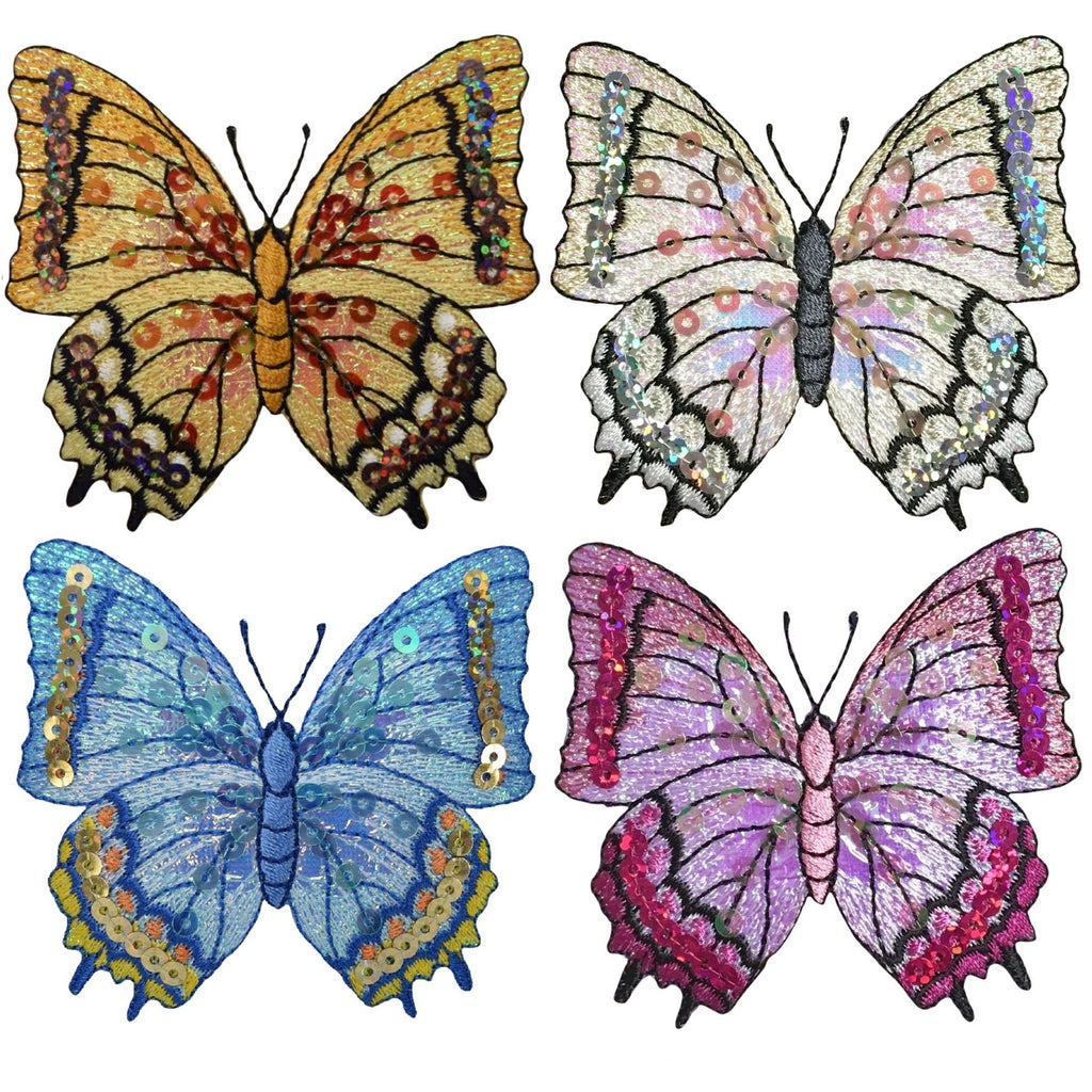 Sequin Butterfly Applique Patch Set - Blue, Yellow, Fuchsia, White Ins –  Patch Parlor