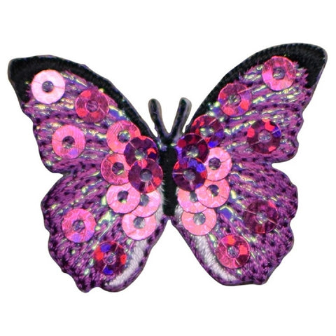 Fuchsia Butterfly Applique Patch - Pink Sequin 1.5" (Iron on) - Patch Parlor