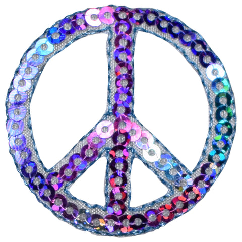 Peace Sign Applique Patch - Sequin, Multicolor Hippie Badge 1.5" (Iron on) - Patch Parlor