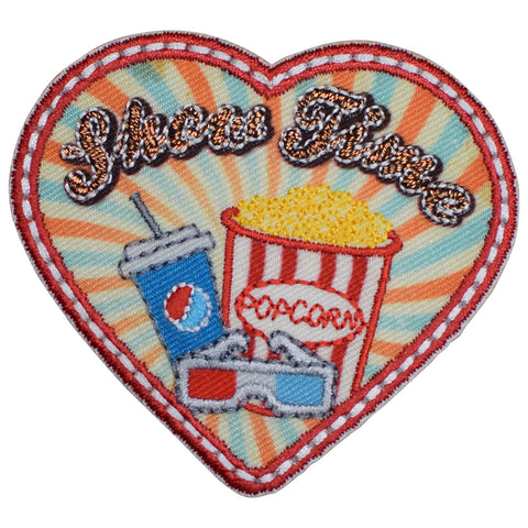 Show Time Applique Patch - Movie, Popcorn, Soda, 3D Glasses 2.25" (Iron on) - Patch Parlor