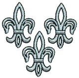 Fleur De Lis Applique Patch - Metallic Silver, Black 1.5" (3-Pack, Iron on) - Patch Parlor
