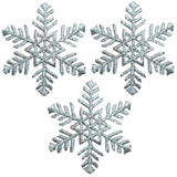 Snowflake Applique Patch - Snow, Metallic Silver, Winter 1.75" (3-Pack, Iron on) - Patch Parlor