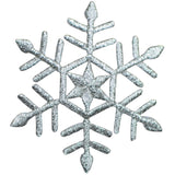 Silver Snowflake Applique Patch - Embroidered Snow Winter Metallic Silver Badge 2.25" (Iron On)