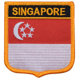 Singaporean flag patch on a white background
