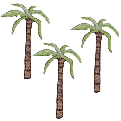 Palm Tree Applique Patch - Tropical Island Badge 1.5" (3-Pack, Iron on)