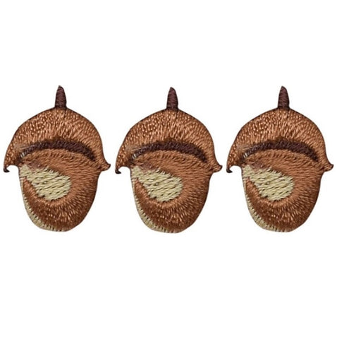 Mini Acorn Nut Applique Patch - Fall, Autumn Badge 3/4" (3-Pack, Iron on) - Patch Parlor