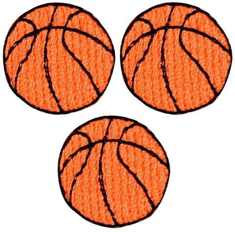 Mini Basketball Applique Patch - Sports Ball Badge 7/8" (3-Pack, Iron on) - Patch Parlor