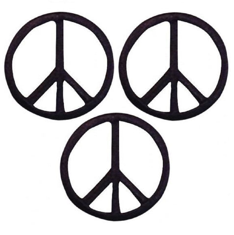 Mini Peace Sign Patch Applique - Black 1" (3-Pack, Iron on) - Patch Parlor