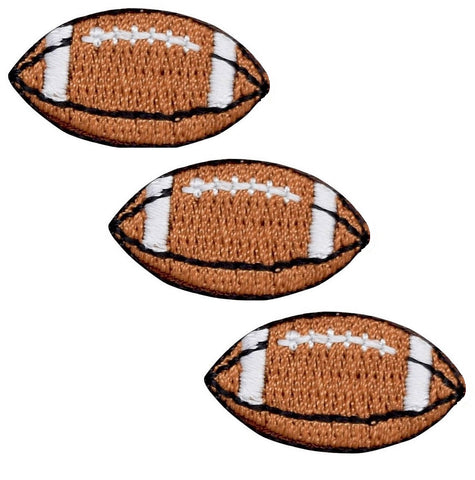 Mini Football Applique Patch - Sports Ball Badge 1-1/8" (3-Pack, Iron on) - Patch Parlor