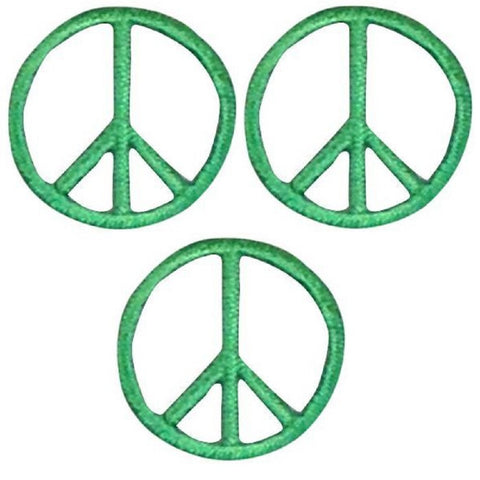 Mini Peace Sign Patch Applique - Green 1" (3-Pack, Iron on) - Patch Parlor