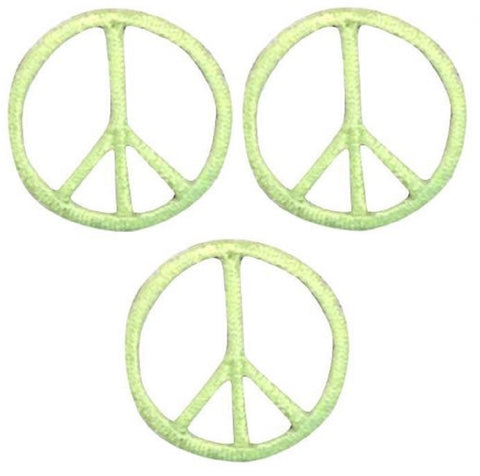 Mini Peace Sign Patch Applique - Lime Green 1" (3-Pack, Iron on) - Patch Parlor