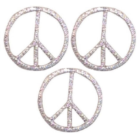 Mini Peace Sign Patch Applique - Silver 1" (3-Pack, Iron on) - Patch Parlor