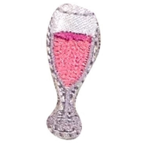 Mini Champagne Applique Patch - Sparkling Wine, Rosé, Brut 1" (Iron on) - Patch Parlor