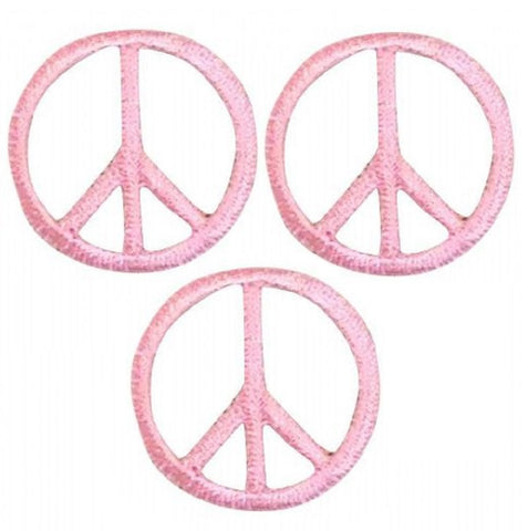 Mini Peace Sign Patch Applique - Pink 1" (3-Pack, Iron on) - Patch Parlor