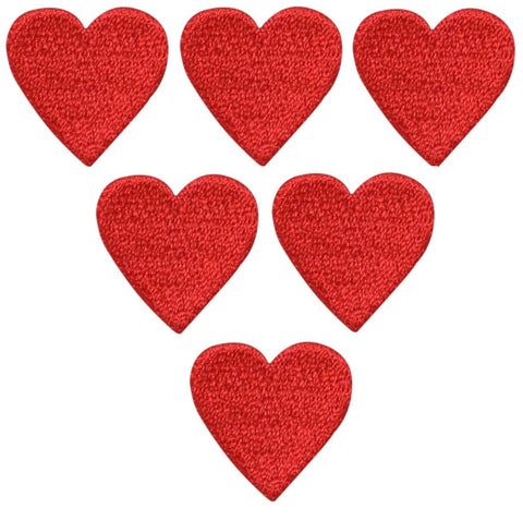 Heart Applique Patch - Red Love Badge 3/4" (6-Pack, Iron on) - Patch Parlor