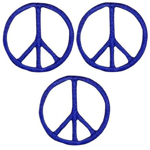 Mini Peace Sign Patch Applique - Royal Blue 1" (3-Pack, Iron on) - Patch Parlor
