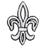 Fleur De Lis Applique Patch - Metallic Silver, Black 1.5" (Iron on) - Patch Parlor