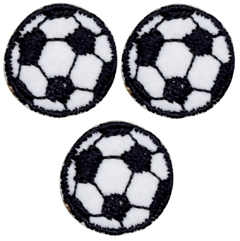 Mini Soccer Ball Applique Patch - Sports Ball Badge 7/8" (3-Pack, Iron on) - Patch Parlor