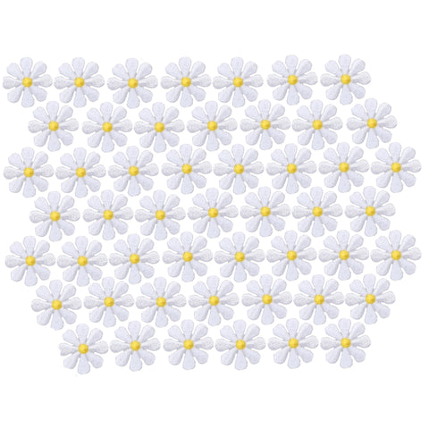 50-Pack Mini Daisy Applique Patch - Flower Bloom Gardening Badge 1" (Iron on)