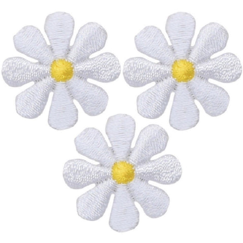 Mini Daisy Applique Patch - Flower, Bloom, Gardening Badge 1" (3-Pack, Iron on) - Patch Parlor