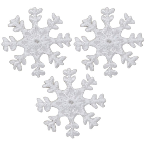 Mini Snowflake Applique Patch - White Snow Winter Badge 1" (3-Pack, Iron on) - Patch Parlor