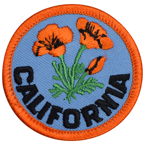 Small California Poppy Patch - Flower, Bloom, CA Badge 2" (Iron on)