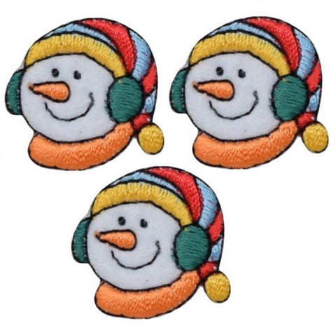 Mini Snowman Applique Patch - Christmas, Winter, Snow Badge 1" (3-Pack, Iron on) - Patch Parlor