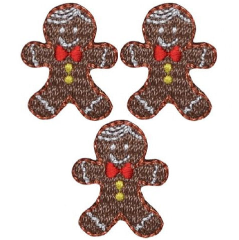 Mini Gingerbread Man Applique Patch - Christmas Cookie 7/8" (3-Pack, Iron on) - Patch Parlor