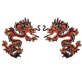 Red Dragon Applique Patch Set - Power Strength Luck Badge 3" (2-Pack, Iron on) - Patch Parlor