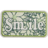 Smile Applique Patch - Embroidered Happy Flowers Badge 2.5" (Iron On)